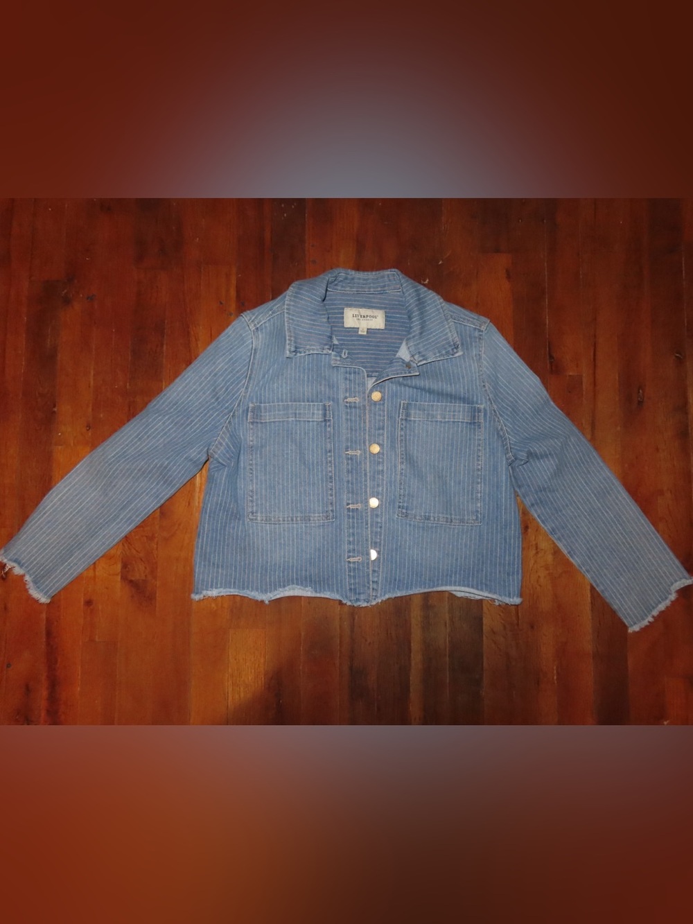 Liverpool Light Blue Striped Denim Jacket - Women